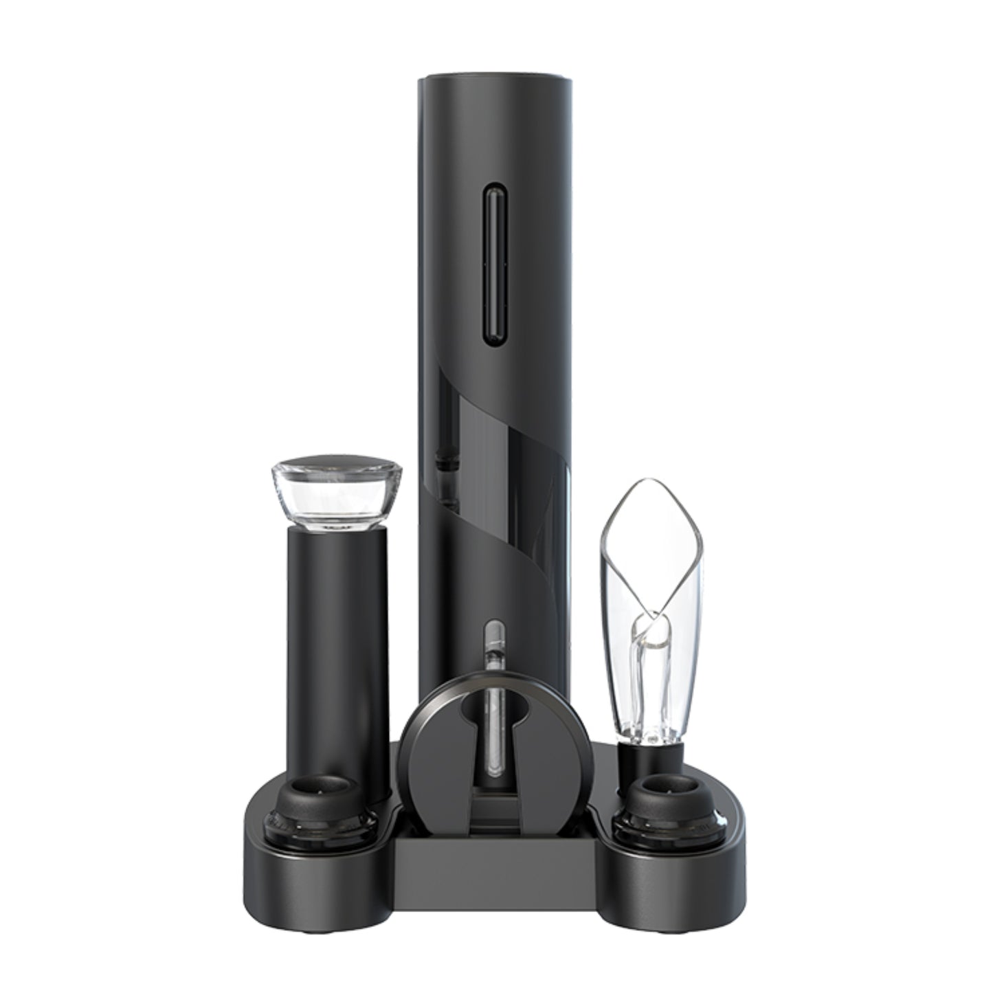 ANNIVERS Electric Wine Bottle Opener Set Automatic Corkscrew Kit, with Air Pump & 2 Vacuum Stoppers Wine Aerater Pourer Foil Cutter Storage Base, Battery Operated Wine Gift, Ouvre Bouteille Electrique