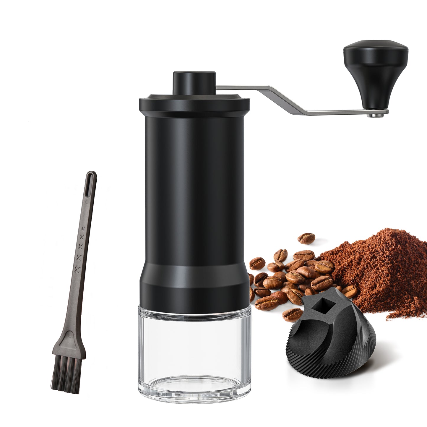 ANNIVERS Manual Coffee Grinder Hand Coffee Bean Grinder Burr Grinder, Adjustable Coarseness Ceramic Burr Glass Jar Stainless Steel Crank Brush, for Espresso French Press Drip, Moulin à Café Manuel