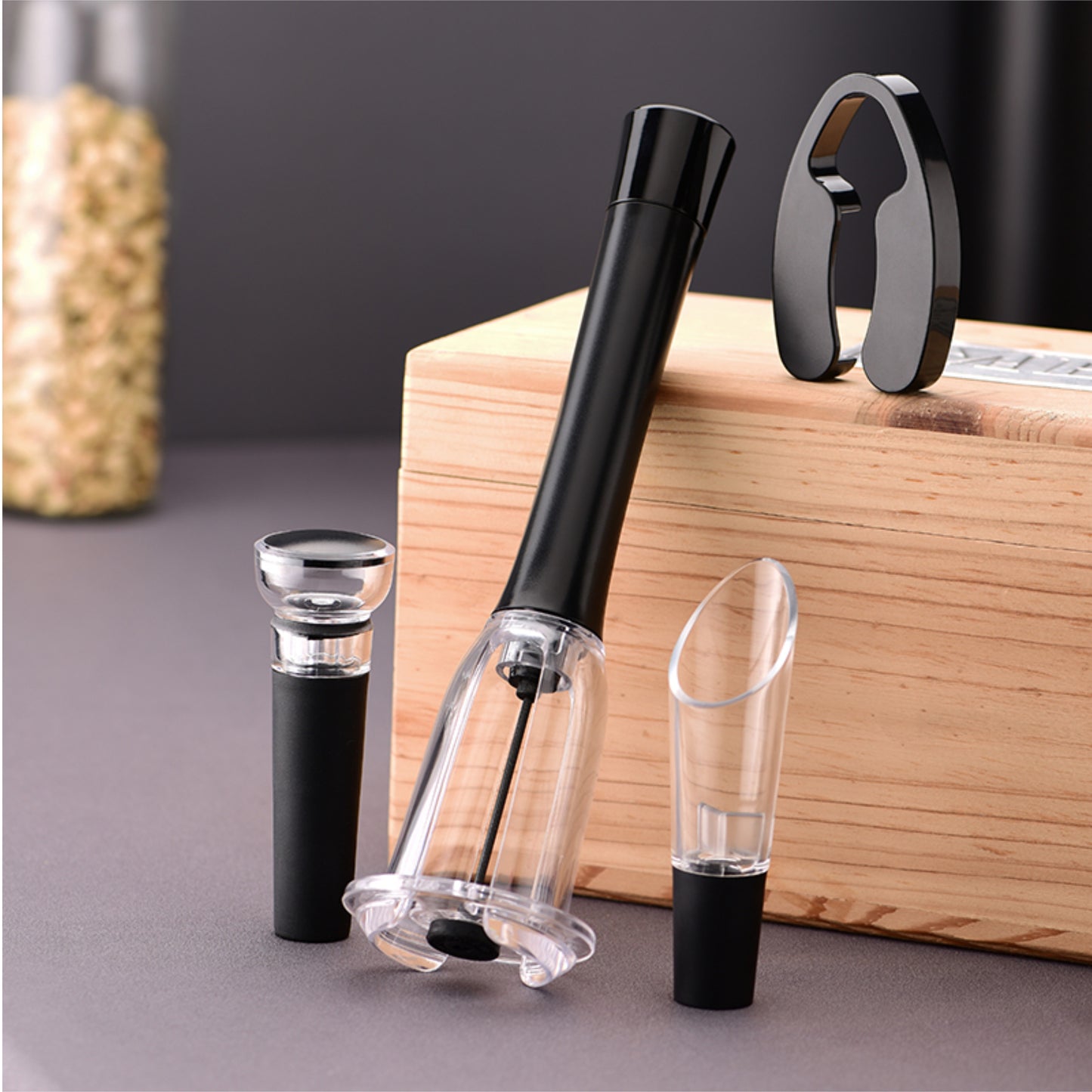 ANNIVERS Air Pressure Wine Bottle Opener Set Pump Wine Opener Kit, Vacuum Wine Stopper Wine Aerator Pourer Foil Cutter, Safe & Easy Cork Remover Keep Cork Intact Wine Gift, Ouvre Bouteille de Vin