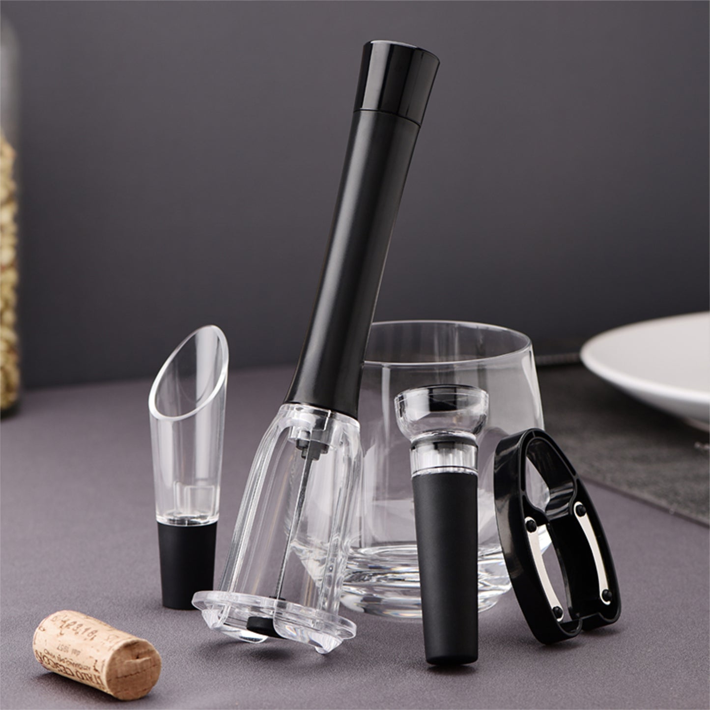 ANNIVERS Air Pressure Wine Bottle Opener Set Pump Wine Opener Kit, Vacuum Wine Stopper Wine Aerator Pourer Foil Cutter, Safe & Easy Cork Remover Keep Cork Intact Wine Gift, Ouvre Bouteille de Vin